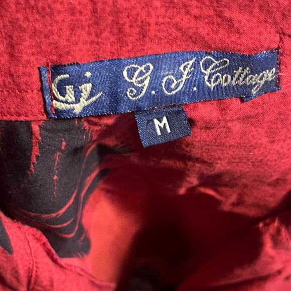 Vtg G.J. Cottage St. Thomas Floral Hawaiian Shirt Tropical Palm Embroidered Sz M - Picture 6 of 7